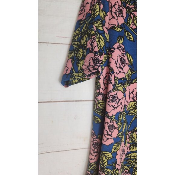 Lularoe XXS Pink Floral Crew Neck Shirt - Short Sleeve Polyester/Spandex Top - Picture 9 of 14